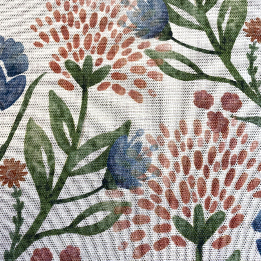 Wild Clover on Ivory - Indigo and Red