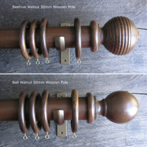 50mm Wooden Curtain Pole Set - Walnut finish - Image 1