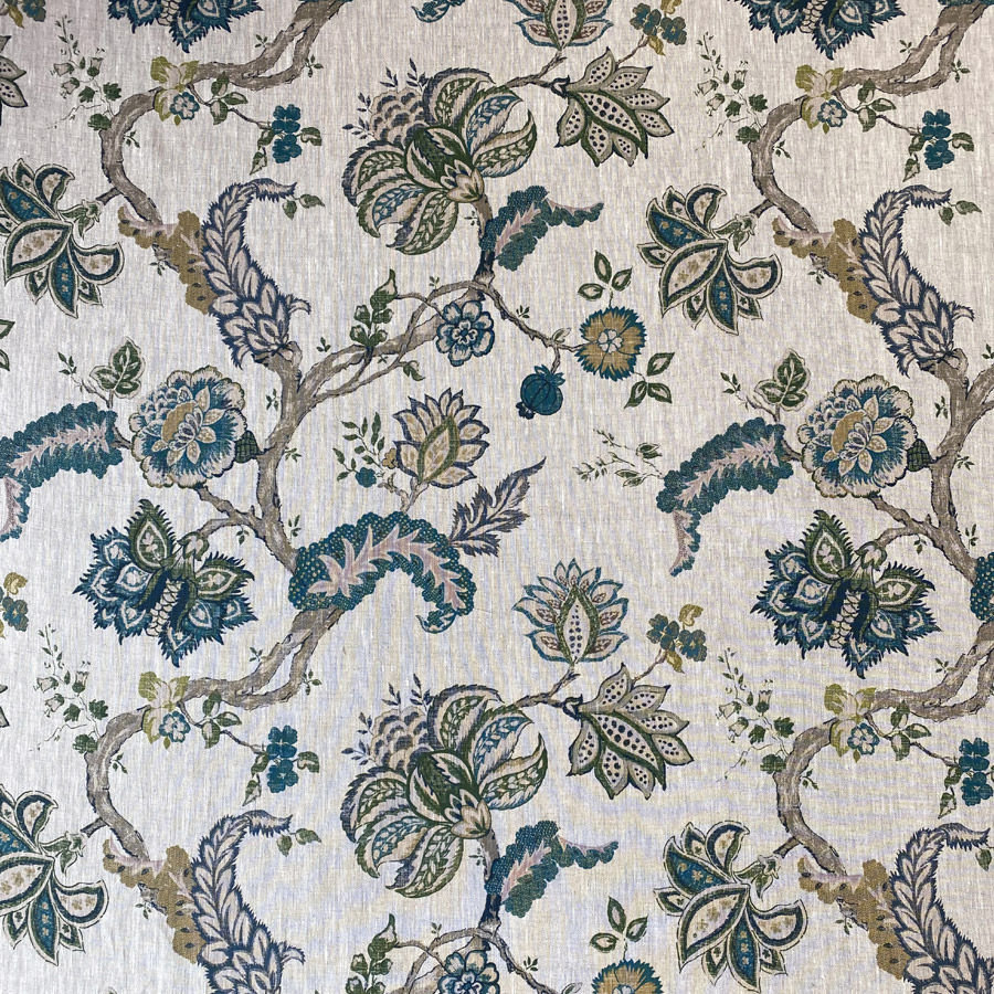 Yasmin Linen - Indigo and Leaf Green