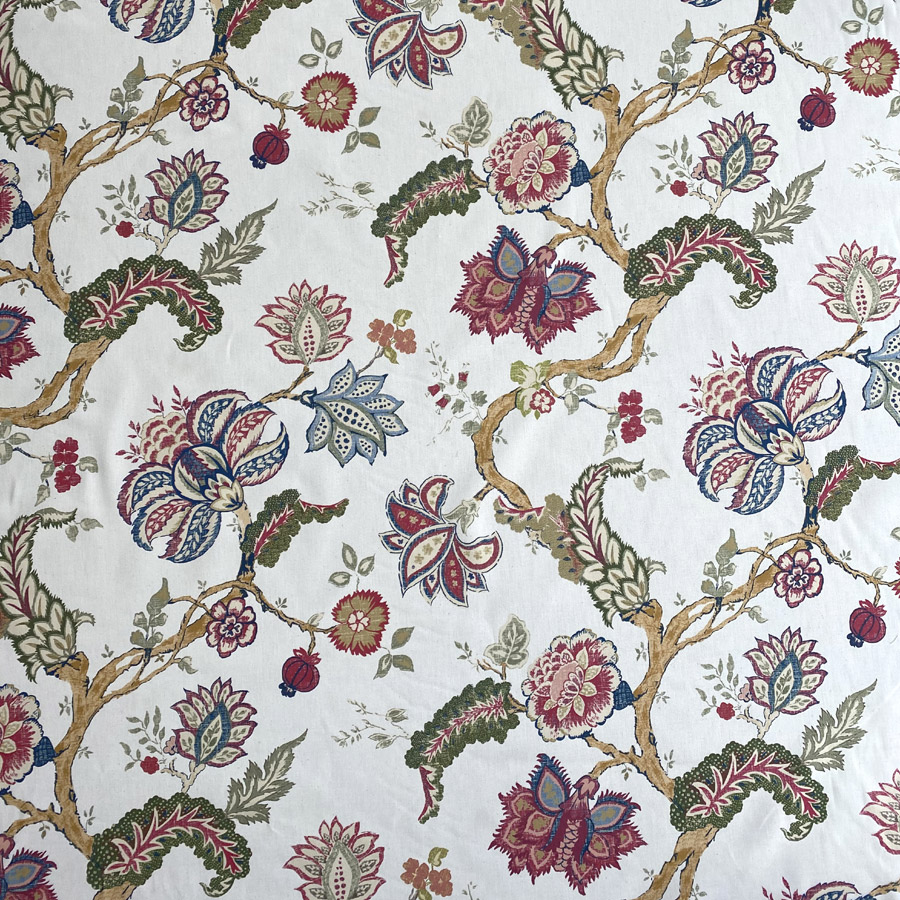 Yasmin on Ivory - Indigo, Red and Sage