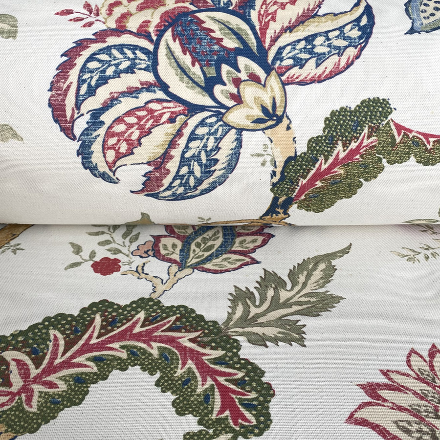 Yasmin on Ivory - Indigo, Red and Sage