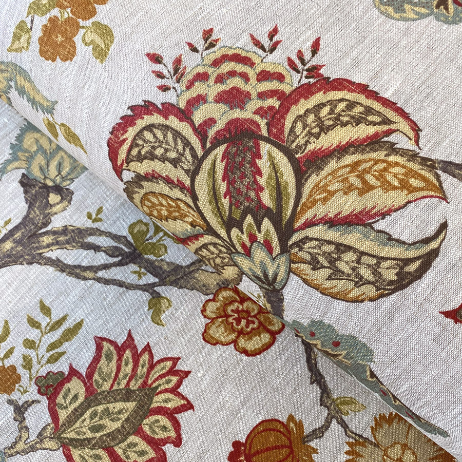 Yasmin Linen - Red and Duckegg