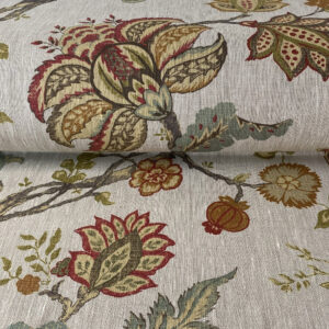 Yasmin Linen - Red and Duckegg - Image 3