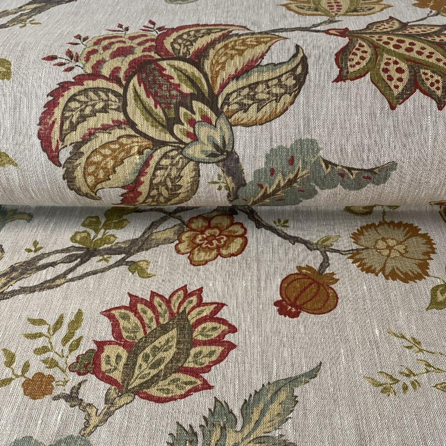 Yasmin Linen - Red and Duckegg