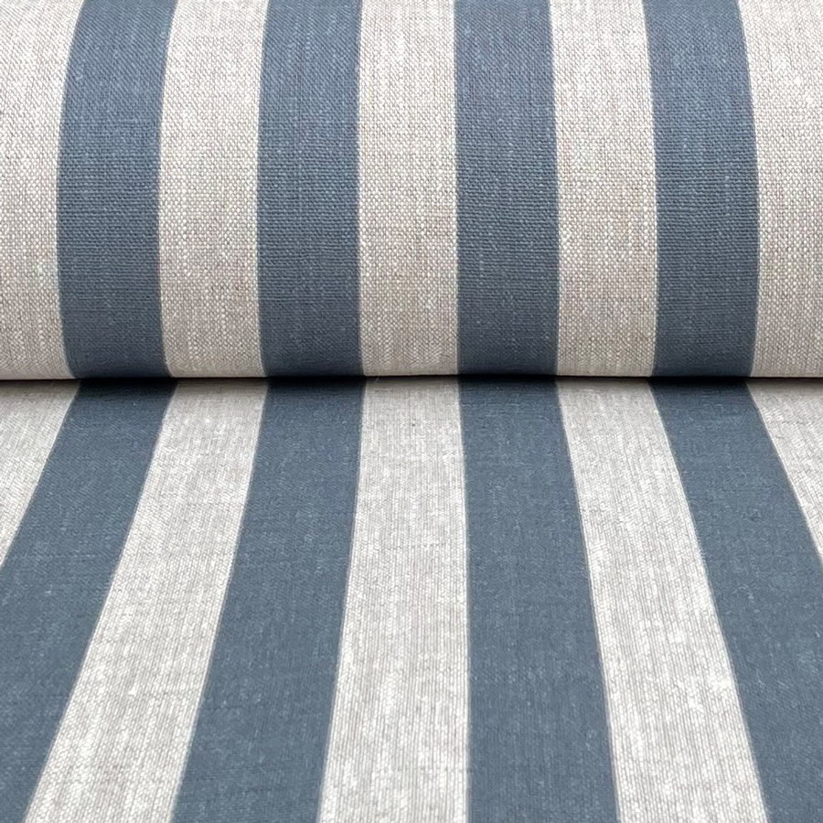 Beta Linen Stripe - Mid Blue