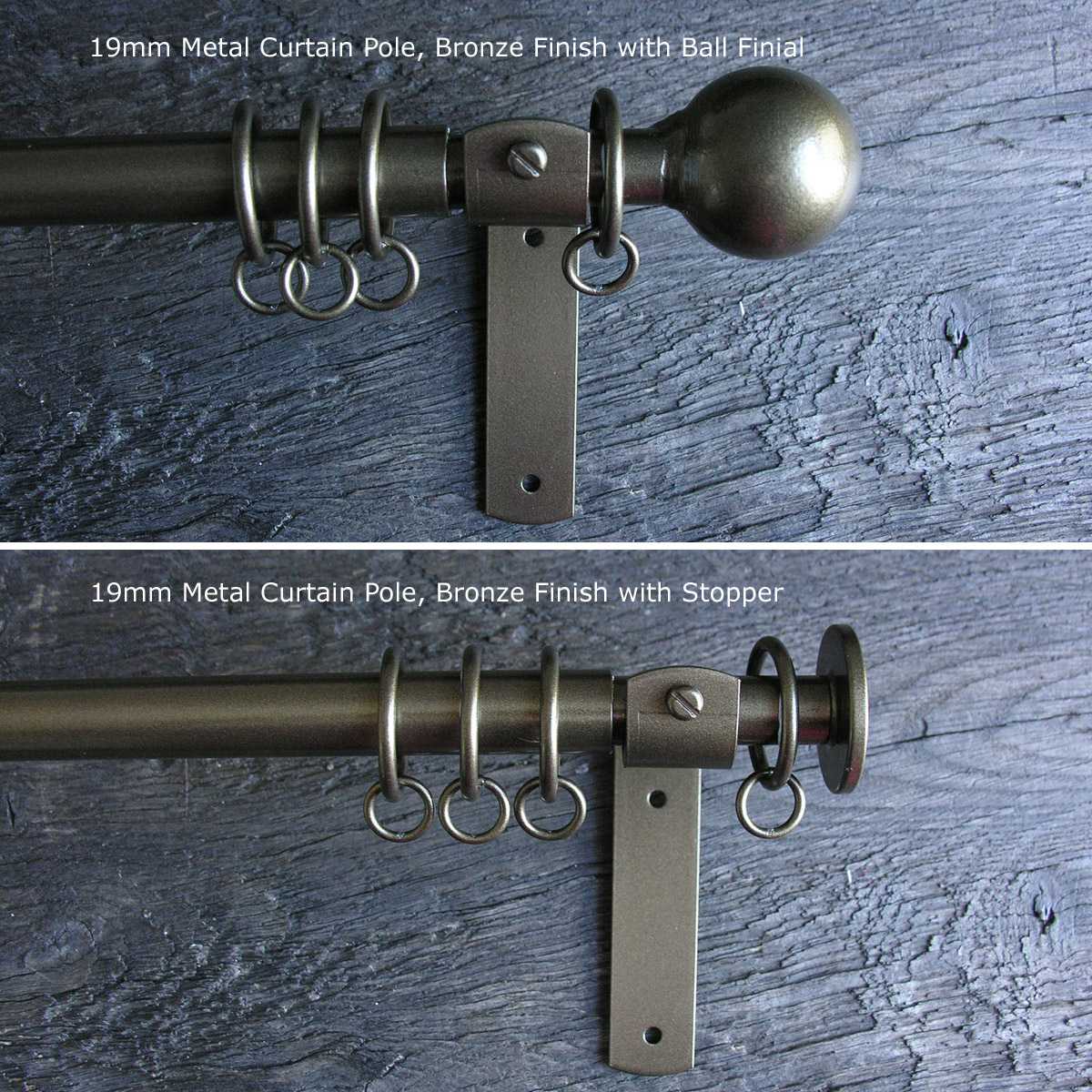 Metal Curtain Pole Set - Bronze 19mm - Image 1