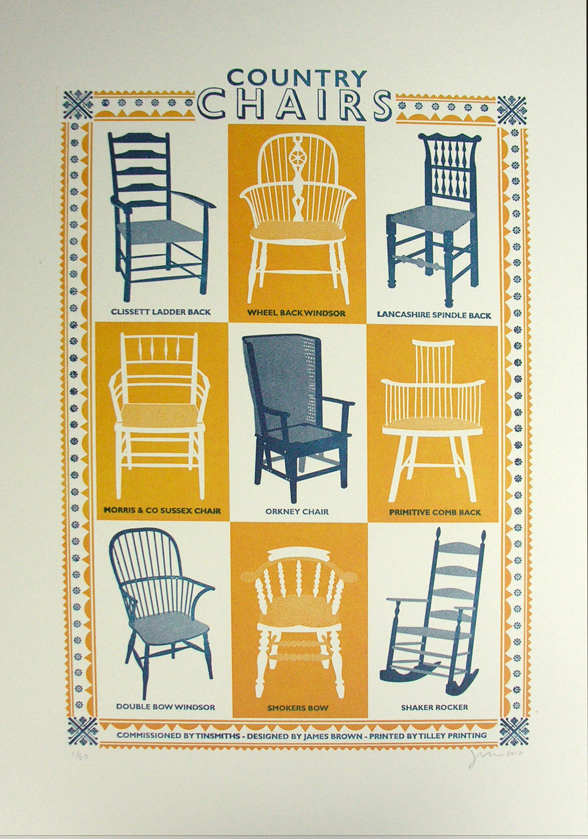 Country Chairs, Unframed Print by James Brown - Image 1