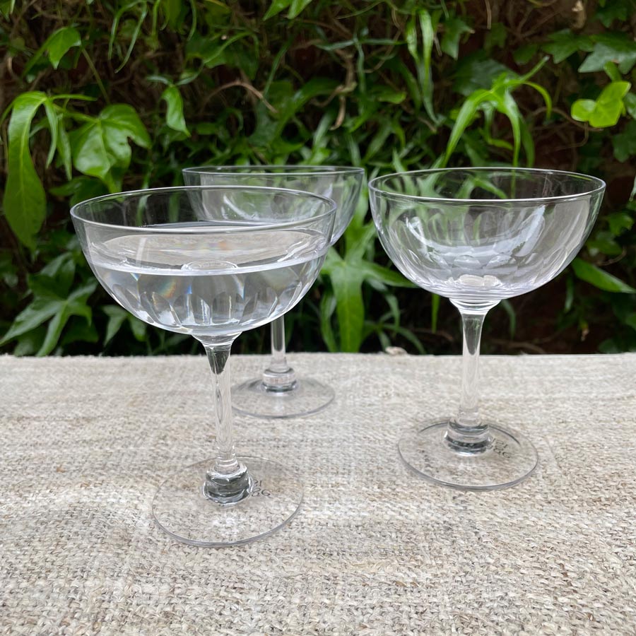 Pair of Crystal Champagne Saucers - Lens Design