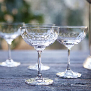 Pair of Crystal Champagne Saucers - Lens Design - Image 1