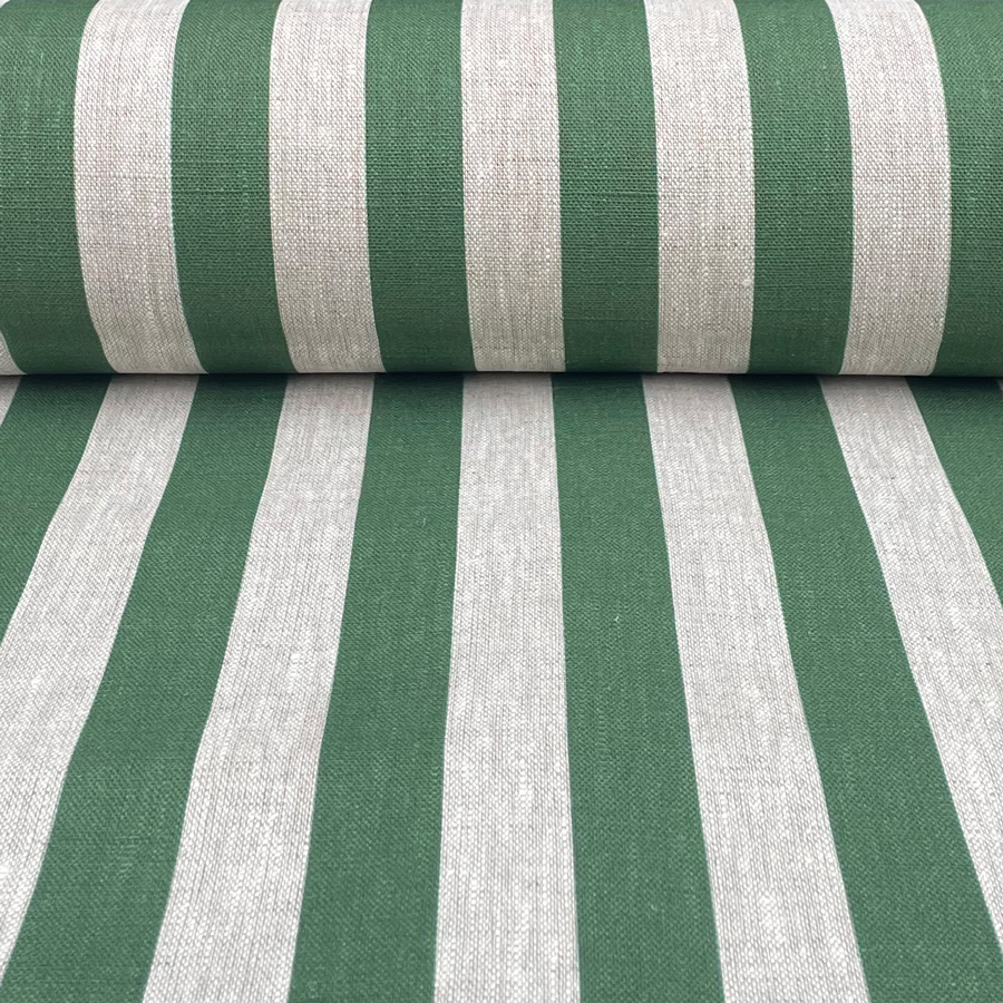 Beta Linen Stripe - Dark Green