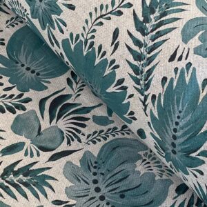watercolour fabric design in teal