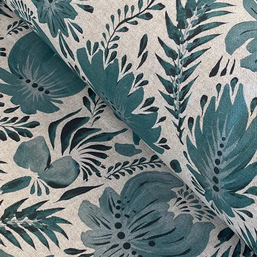 watercolour fabric design in teal