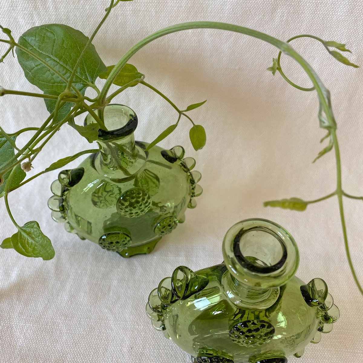 Small Flat Roman Green Glass Bottle - Image 4