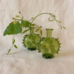 Small Flat Roman Green Glass Bottle