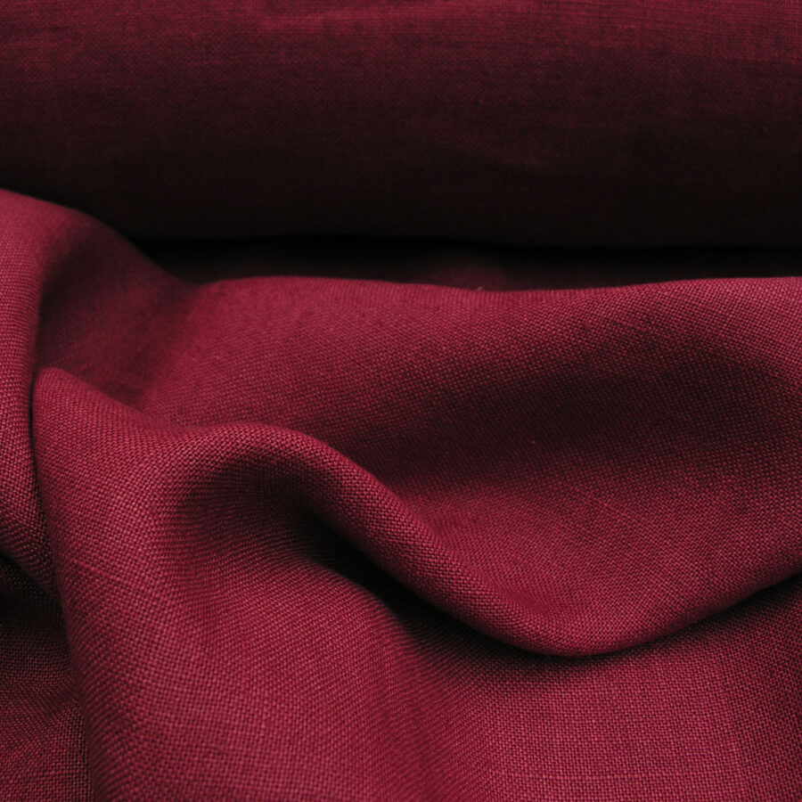 100% Linen fabric with a super soft drape in rich red. This mid weight linen is suitable for curtains and blinds where a good drape is uppermost