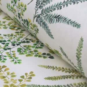 Extra wide fabric with green leaves