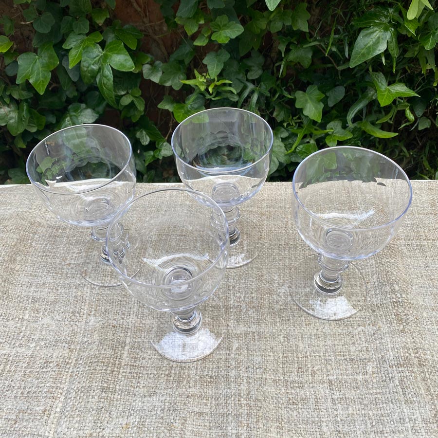 Set of Six Crystal Wine Goblets - Lens Design