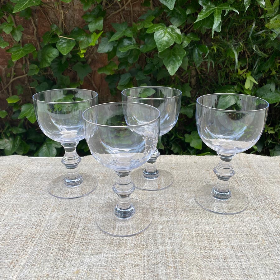 Set of Six Crystal Wine Goblets - Lens Design