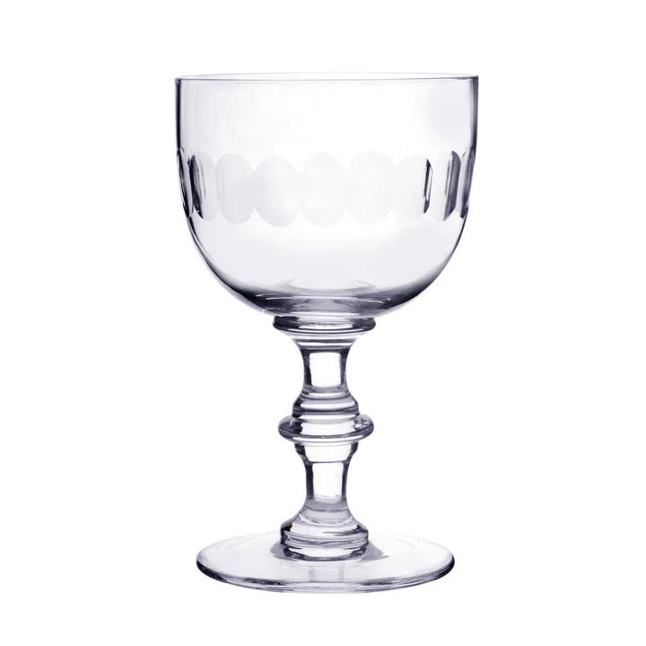Set of Six Crystal Wine Goblets - Lens Design