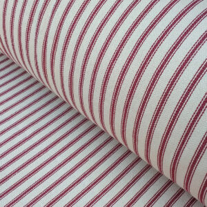 Red Ticking fabric, red ticking stripe