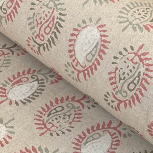 Extra wide fabric with coral pink design