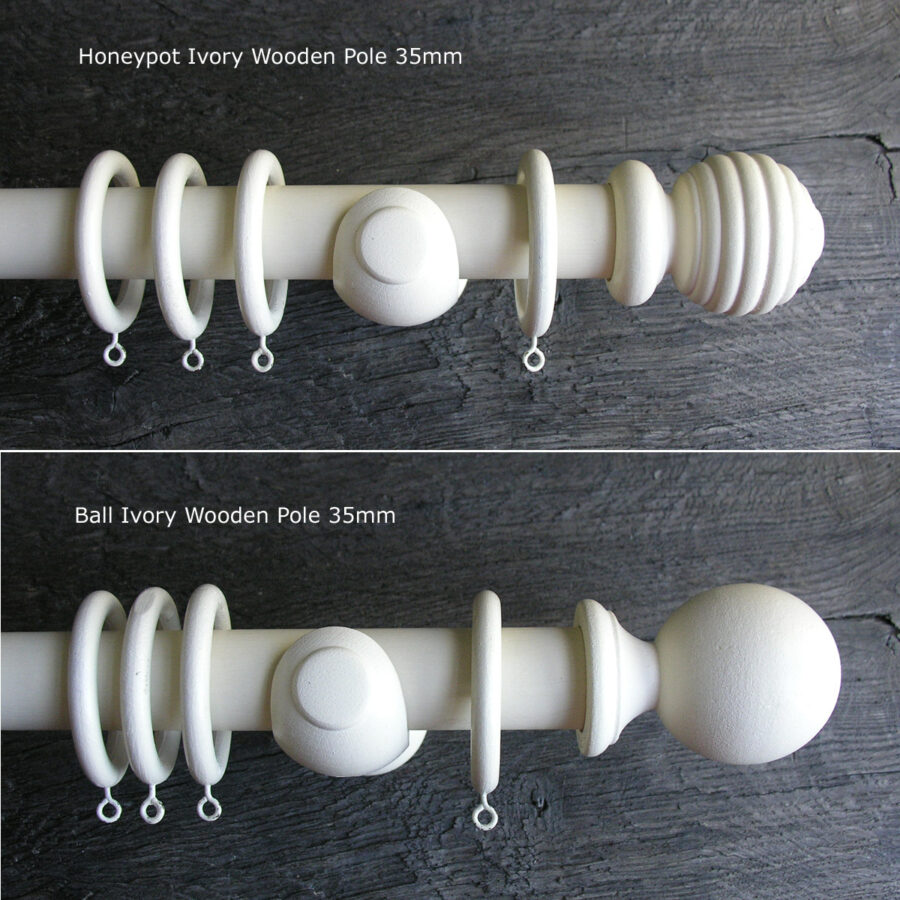 35mm Painted Curtain Pole Set - Ivory