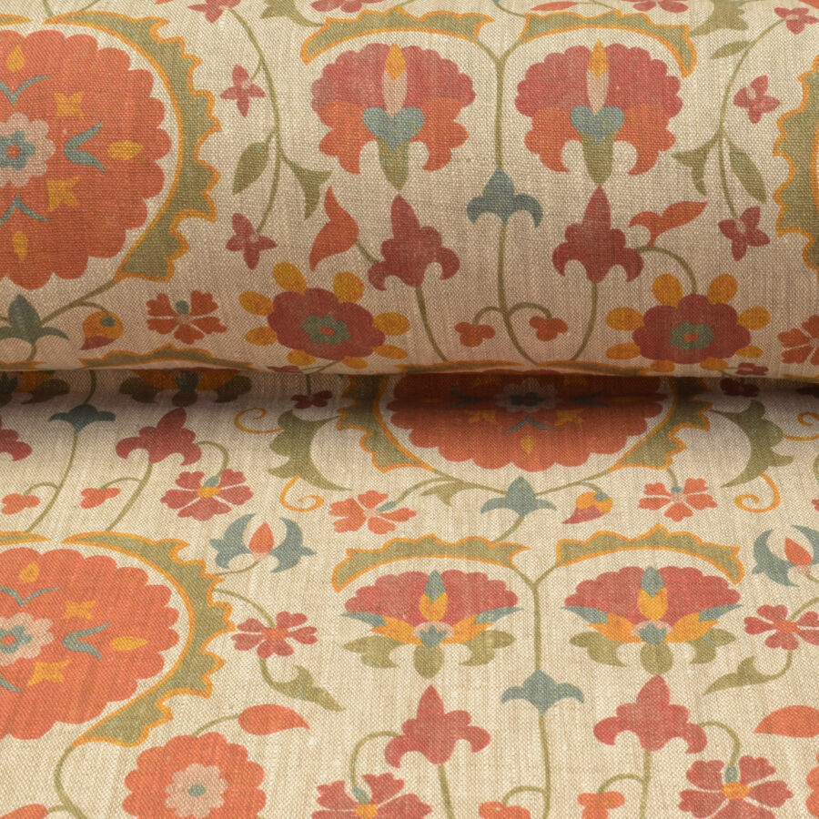 Karabair Linen - Orange, Sage and Ochre