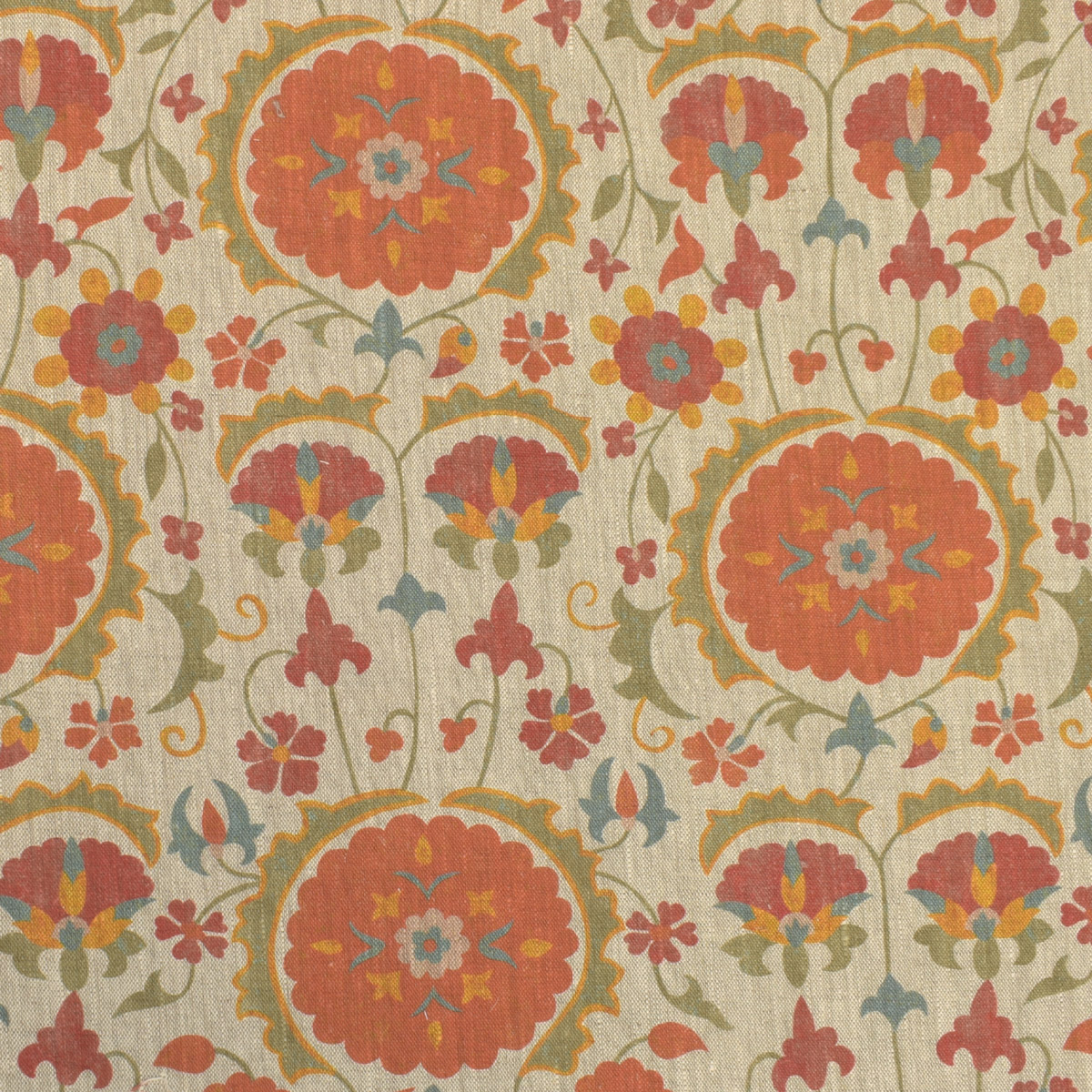 Karabair Linen - Orange, Sage and Ochre - Image 2