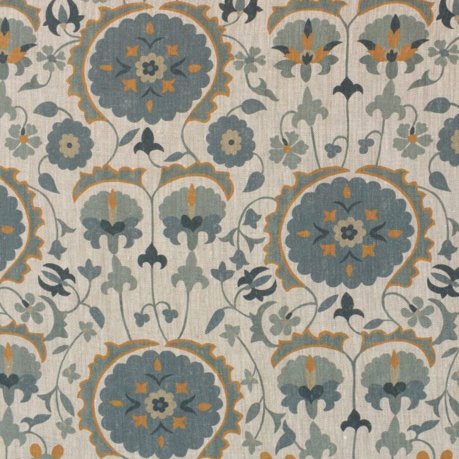 Karabair Linen - Teal, Ink and Ochre