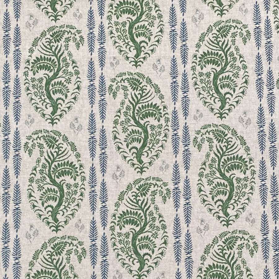 Larisa Stripe Natural - Leaf Green and Indigo