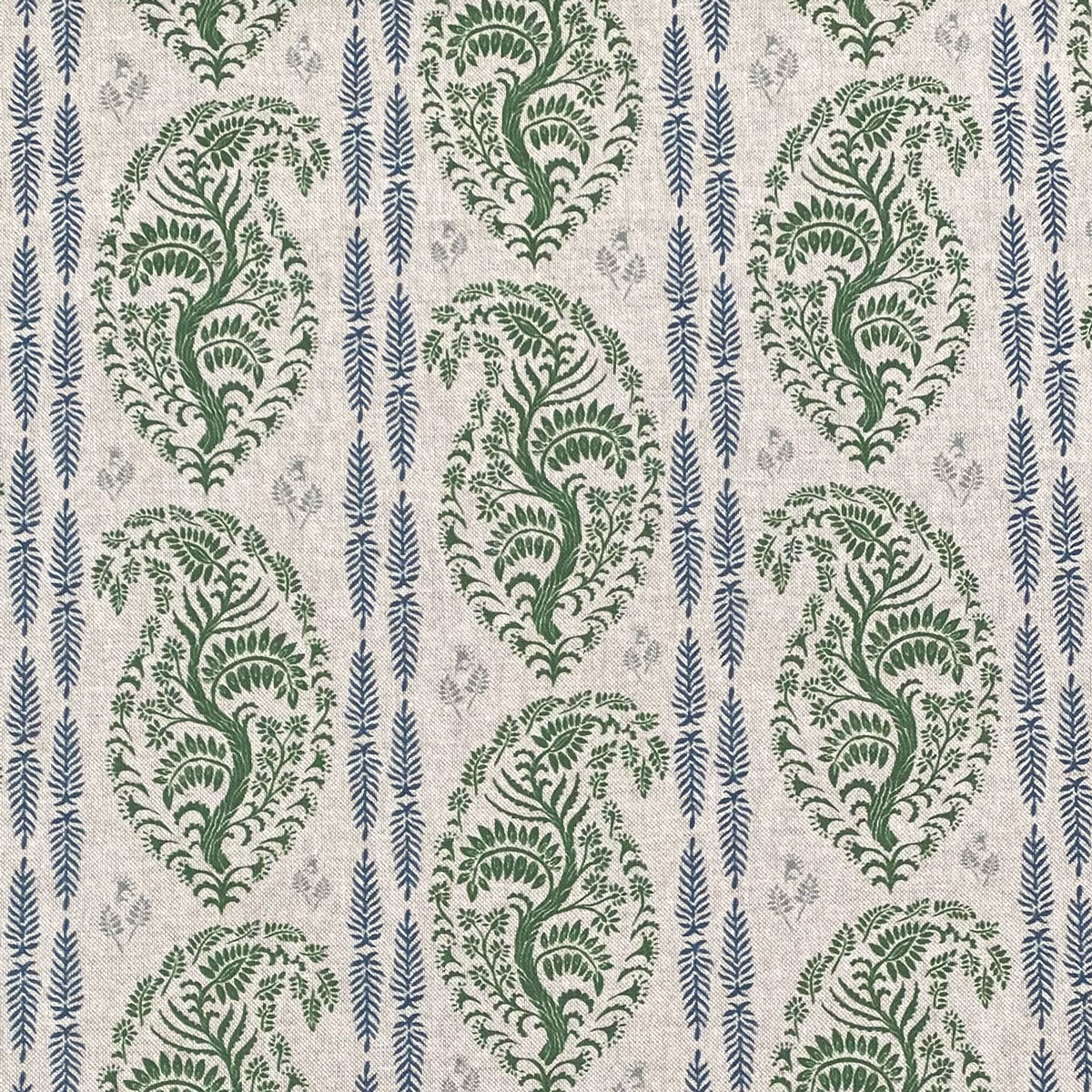 Larisa Stripe Natural - Leaf Green and Indigo - Image 2