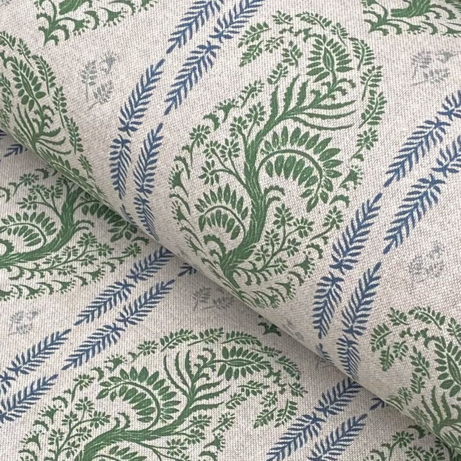 Larisa Stripe Natural - Leaf Green and Indigo