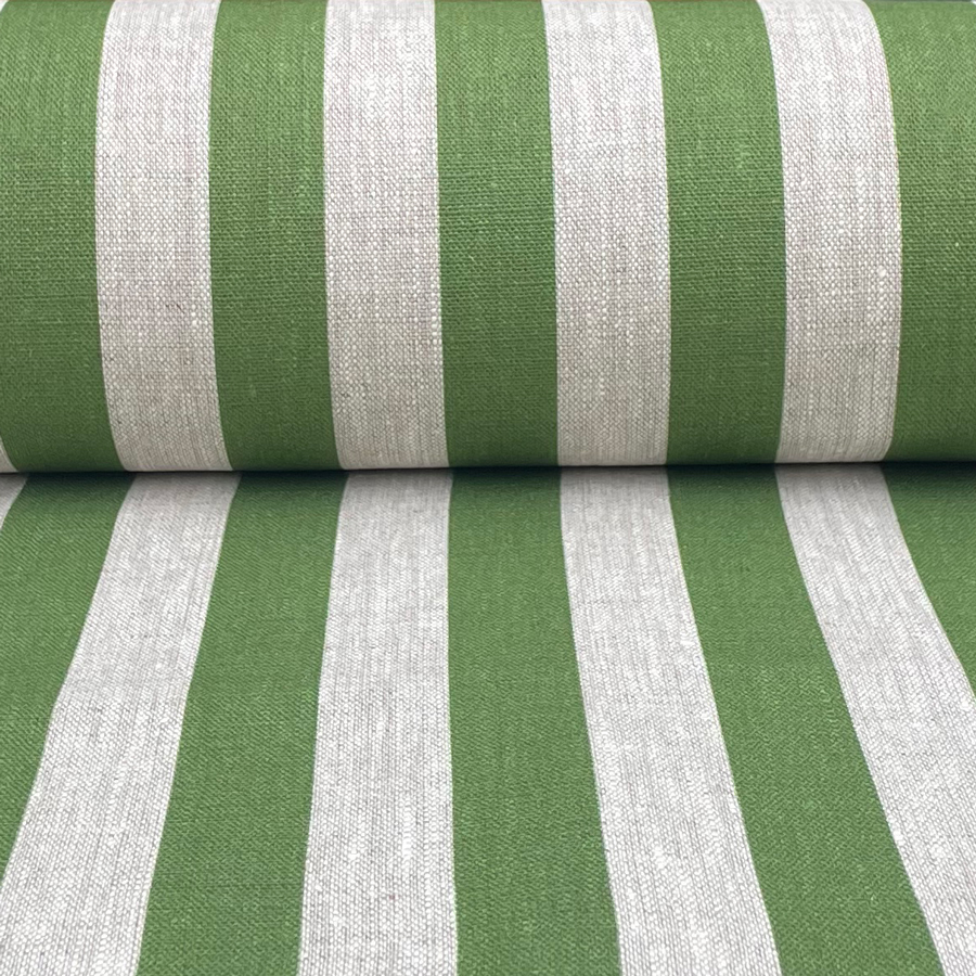 Beta Linen Stripe - Leaf Green