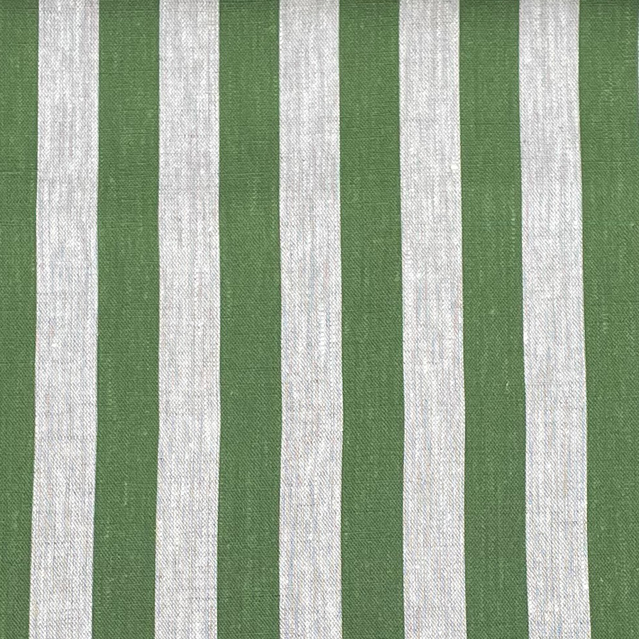 Beta Linen Stripe - Leaf Green
