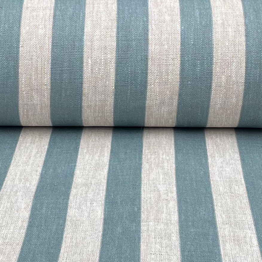 Beta Linen Stripe - Mineral Blue