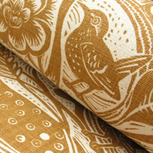 Mark Hearld Wren - Ochre Heavyweight Linen - Image 1