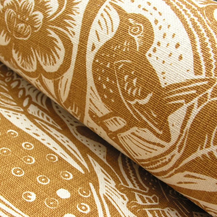 Mark Hearld Wren - Ochre Heavyweight Linen