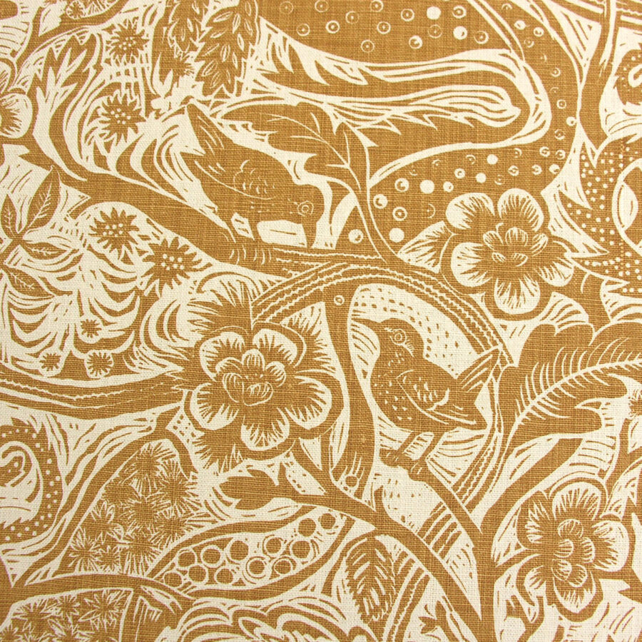 Mark Hearld Wren - Ochre Heavyweight Linen