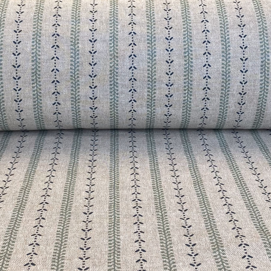 Maya Stripe Natural - Seagreen and Indigo