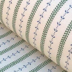 Maya Stripe Ivory - Leaf Green and Indigo