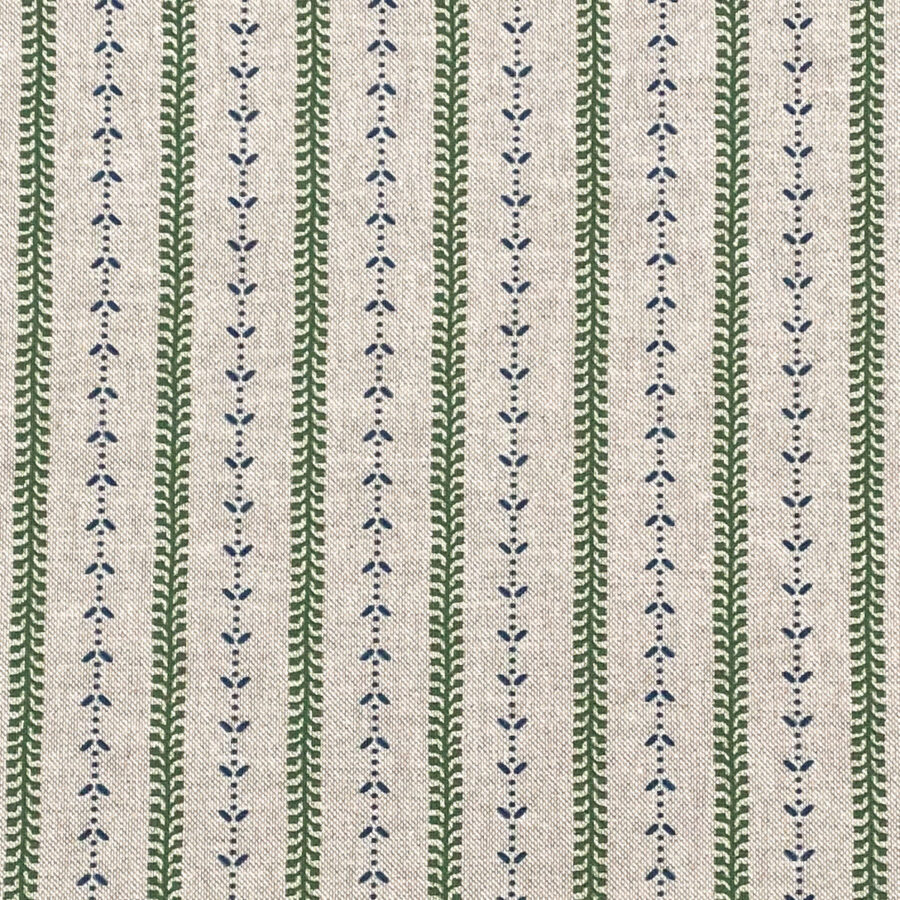 Maya Stripe Natural - Leaf Green and Indigo