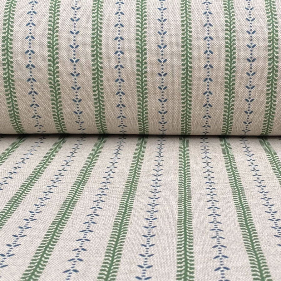 Maya Stripe Natural - Leaf Green and Indigo