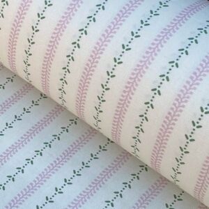 Maya Stripe Ivory - Pink and Leaf Green