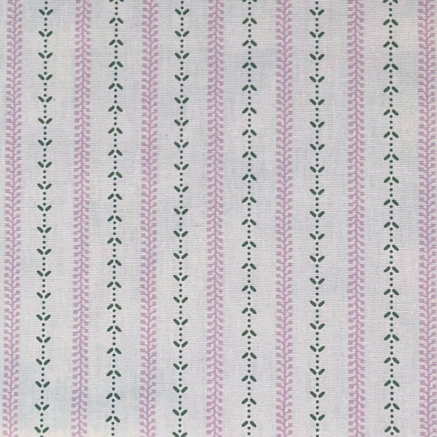 Maya Stripe Ivory - Pink and Leaf Green