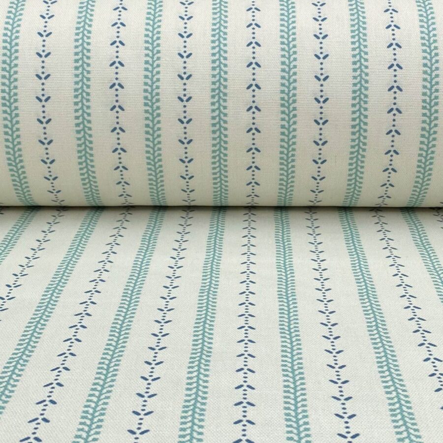 Maya Stripe Ivory - Seagreen and Indigo