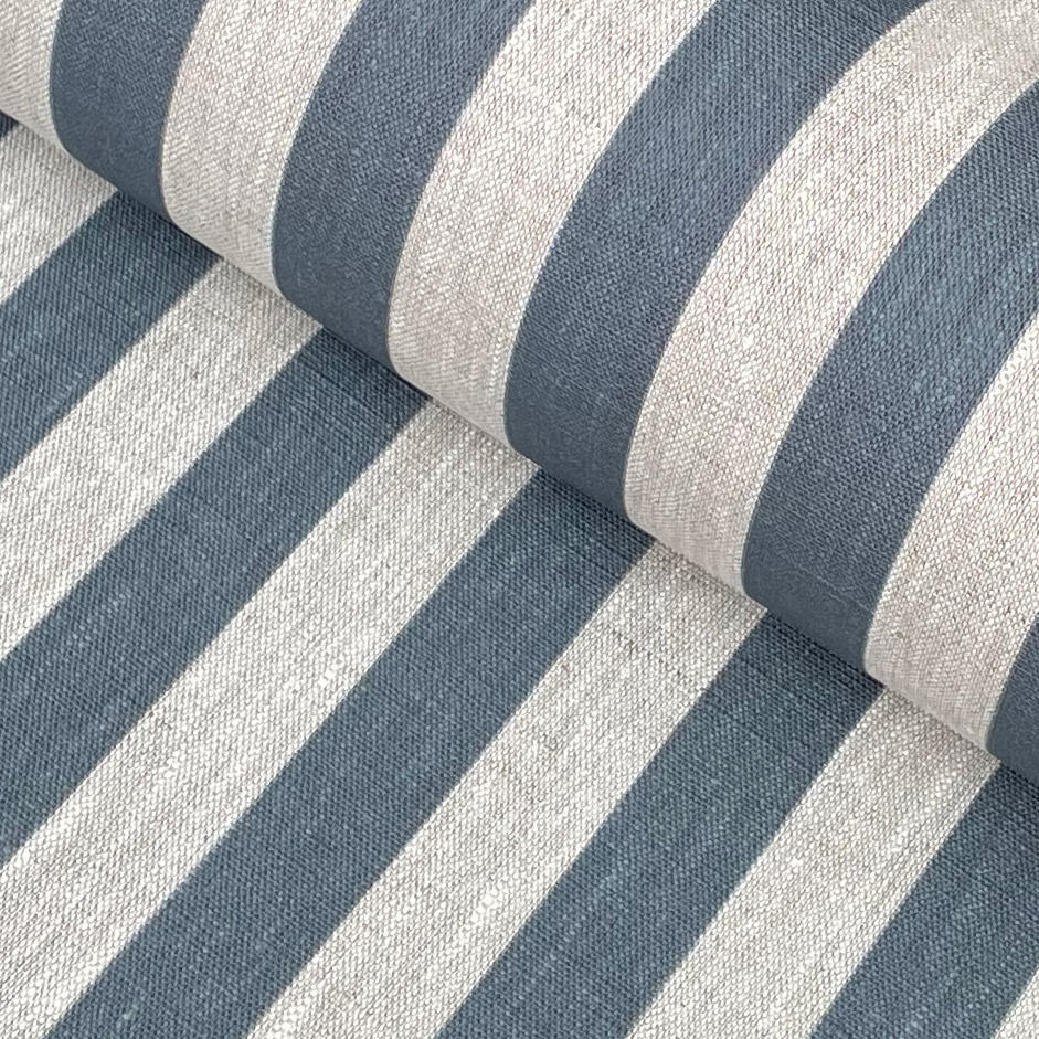 Beta Linen Stripe - Mid Blue - Image 1