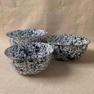 Enamelware Mixing Bowls - Black and White - Image 1