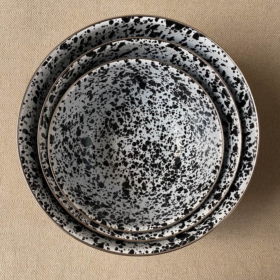 Enamelware Mixing Bowls - Black and White