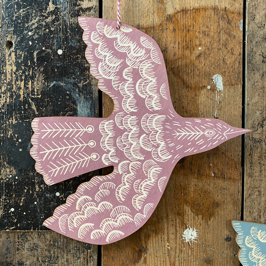 Wall Mounted Wooden Bird Decoration