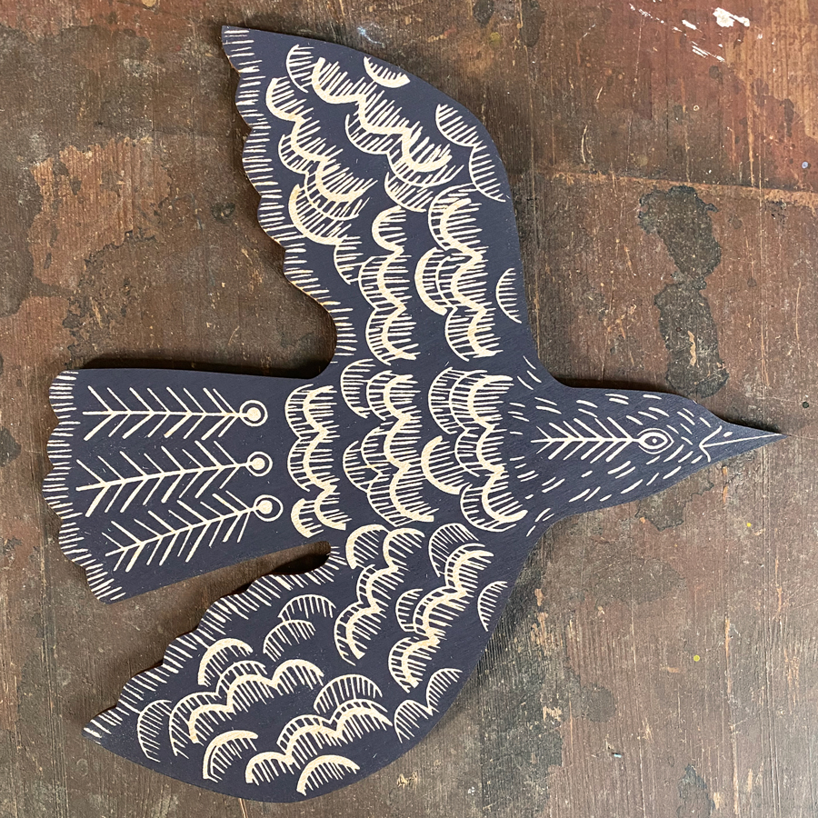 Wall Mounted Wooden Bird Decoration